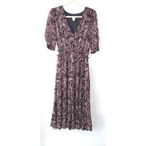 Roan & Ryan Elsa Dress Small Pink Paisley Midi
